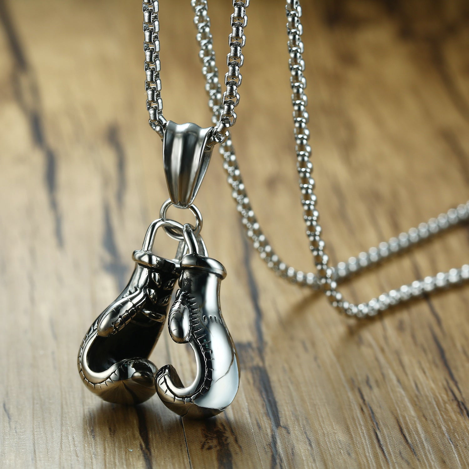 Wholesale Men's double gloves titanium steel necklace